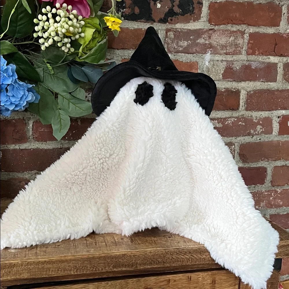 Plush Ghost Hooded pillow with Witch Hat